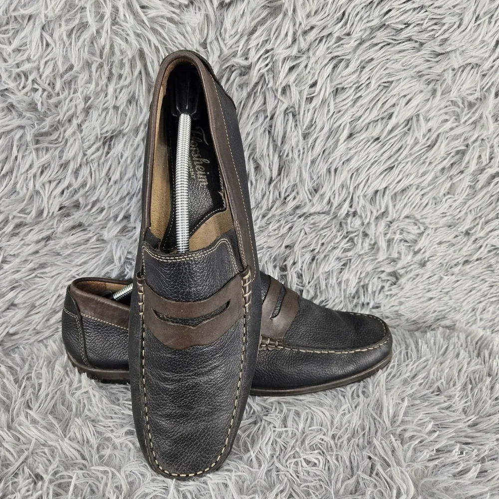 Florsheim Mens 13 Black Brown Leather Penny Loafer Driving Mocs‎ 13324